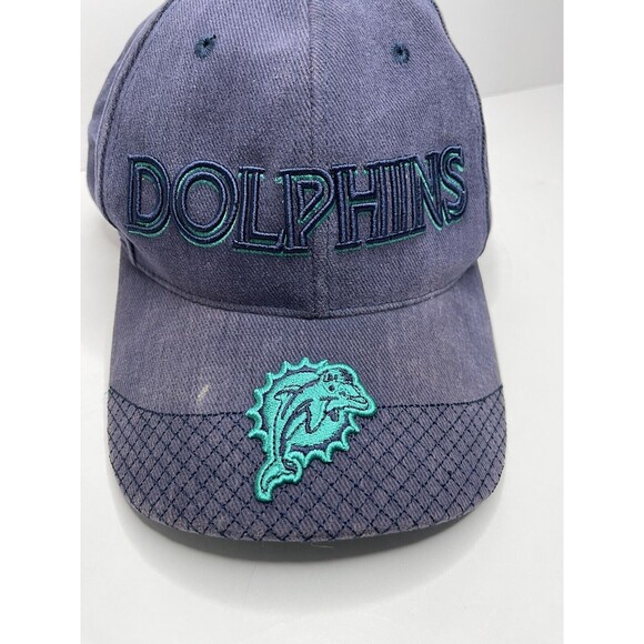 Miami Dolphins NFL Cap Hat Vintage StrapBack Old Logo Navy FLAW - Picture 2 of 9